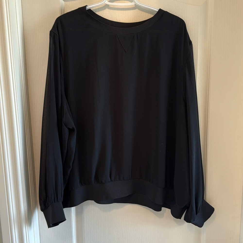 Black Women's Top with Sheer Sleeves